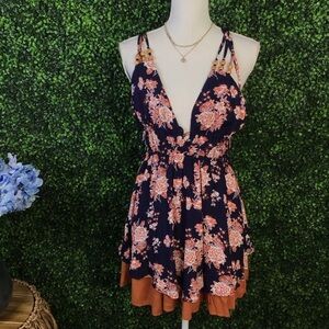 Boho strapy back mini dress nwt